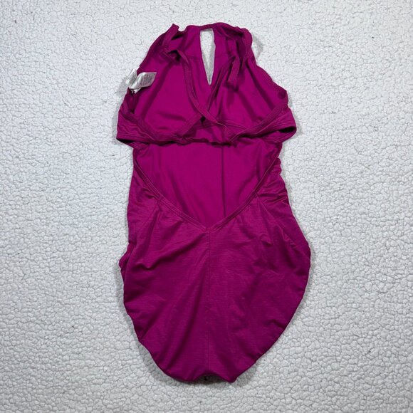 Nike Womens One Piece Swim Suit sz XL Stretch Dark Pink Key Hole Bathing Suit - Picture 2 of 6